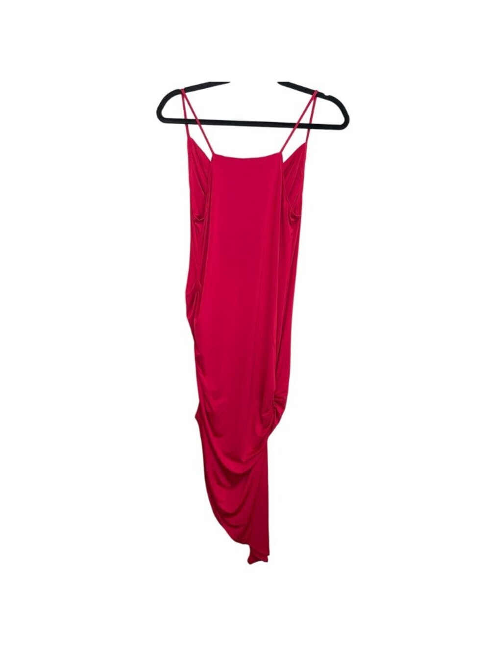 Revolve Krisa Midi Red Dress Draped Slinky Asymmetrical Ruched NWT - Picture 6 of 7